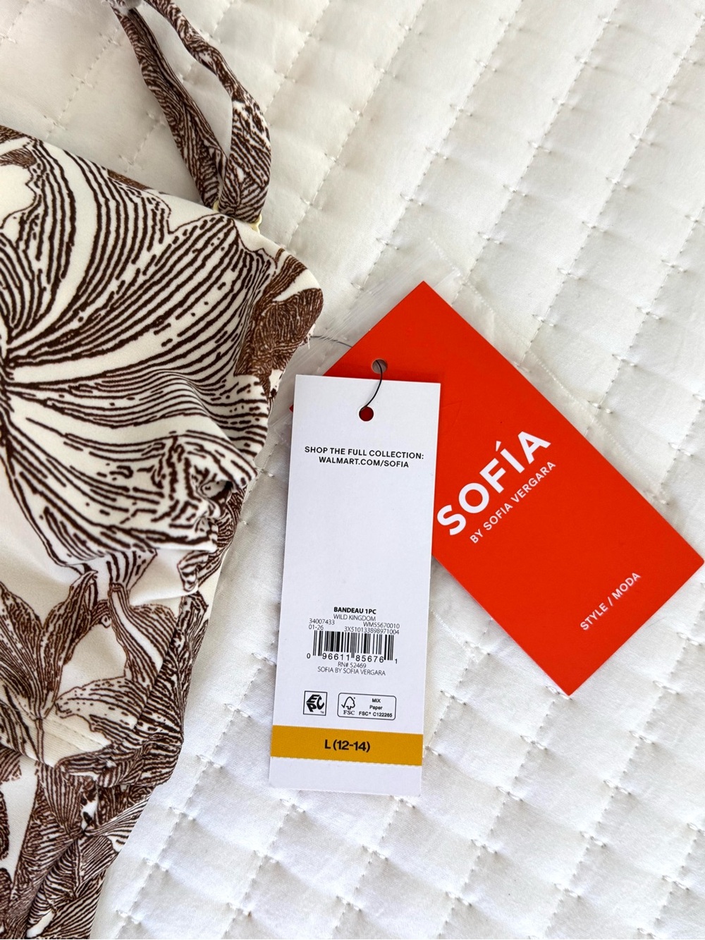NWT Sofia by Sofia Vergara Bandeau One Piece Swimsuit L - Picture 5 of 15